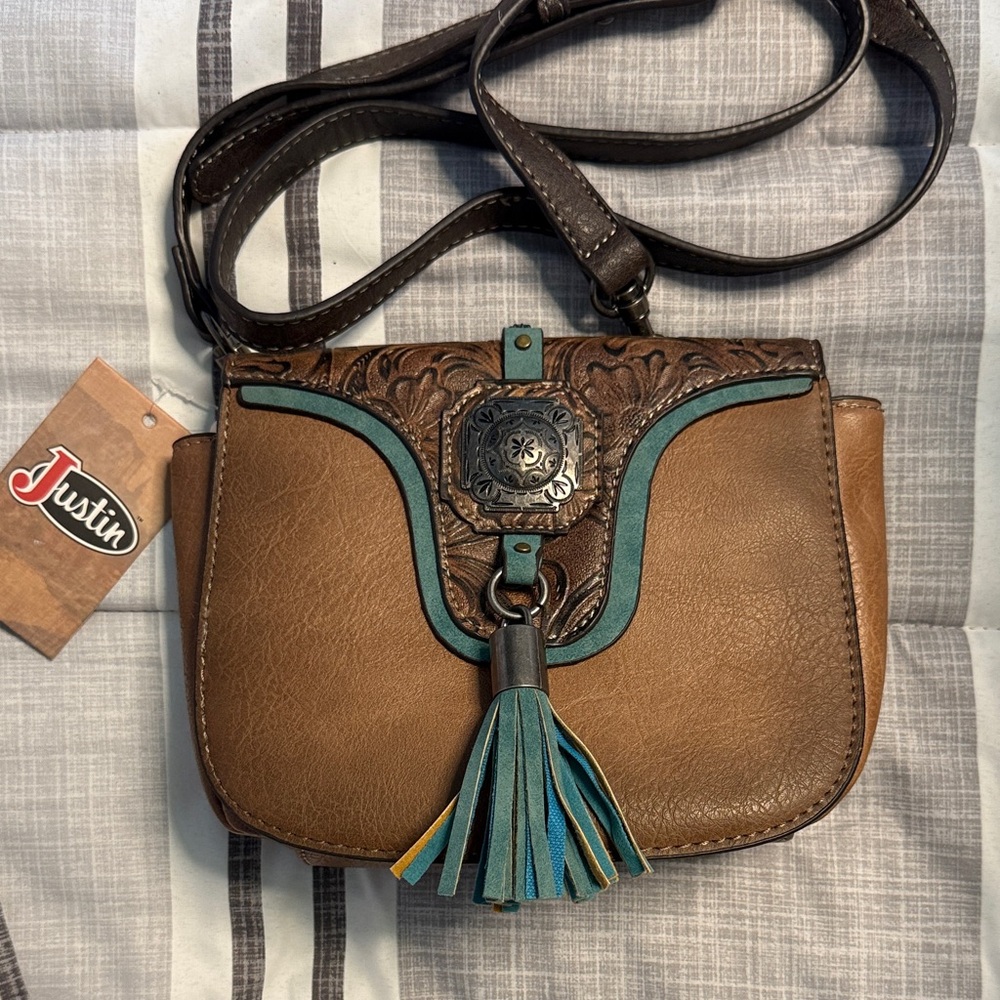 Justin Women's Small Crossbody Purse - Painted/Pony Tooled